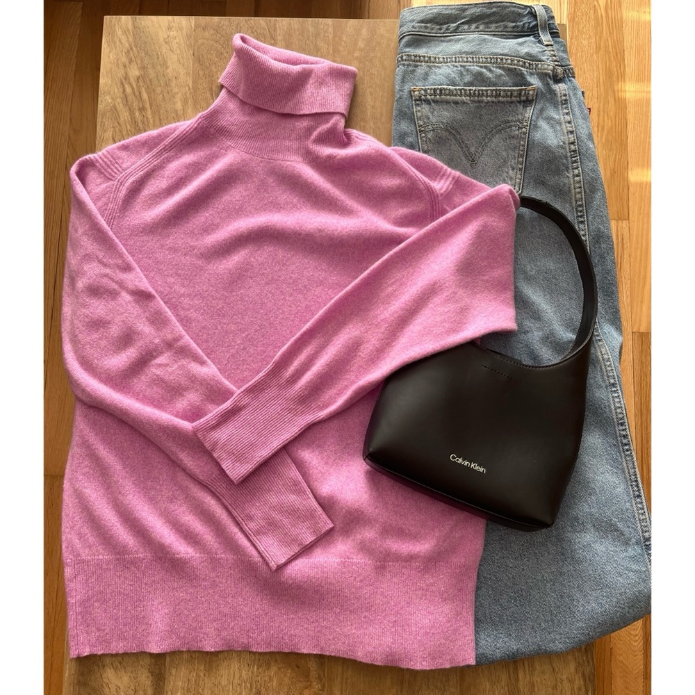 J. Crew Vibrant Pink Turtleneck Sweater